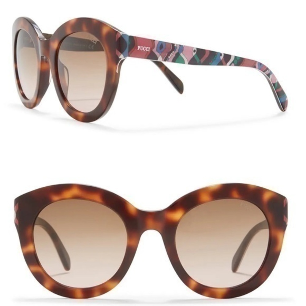 Emilio Pucci EP98 52F Brown Gradient Cat Eye Sunglasses Tortoise Italy